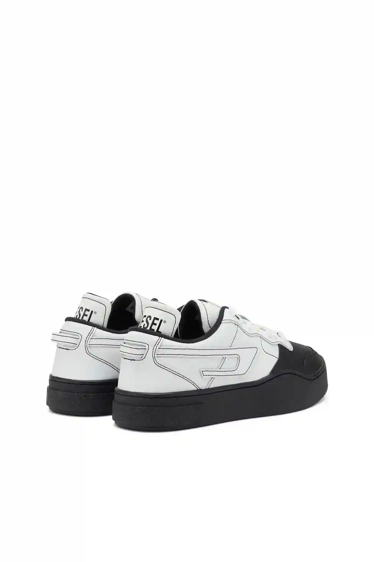 White and Black S-Ukiyo Low X-Sneakers with logo collar