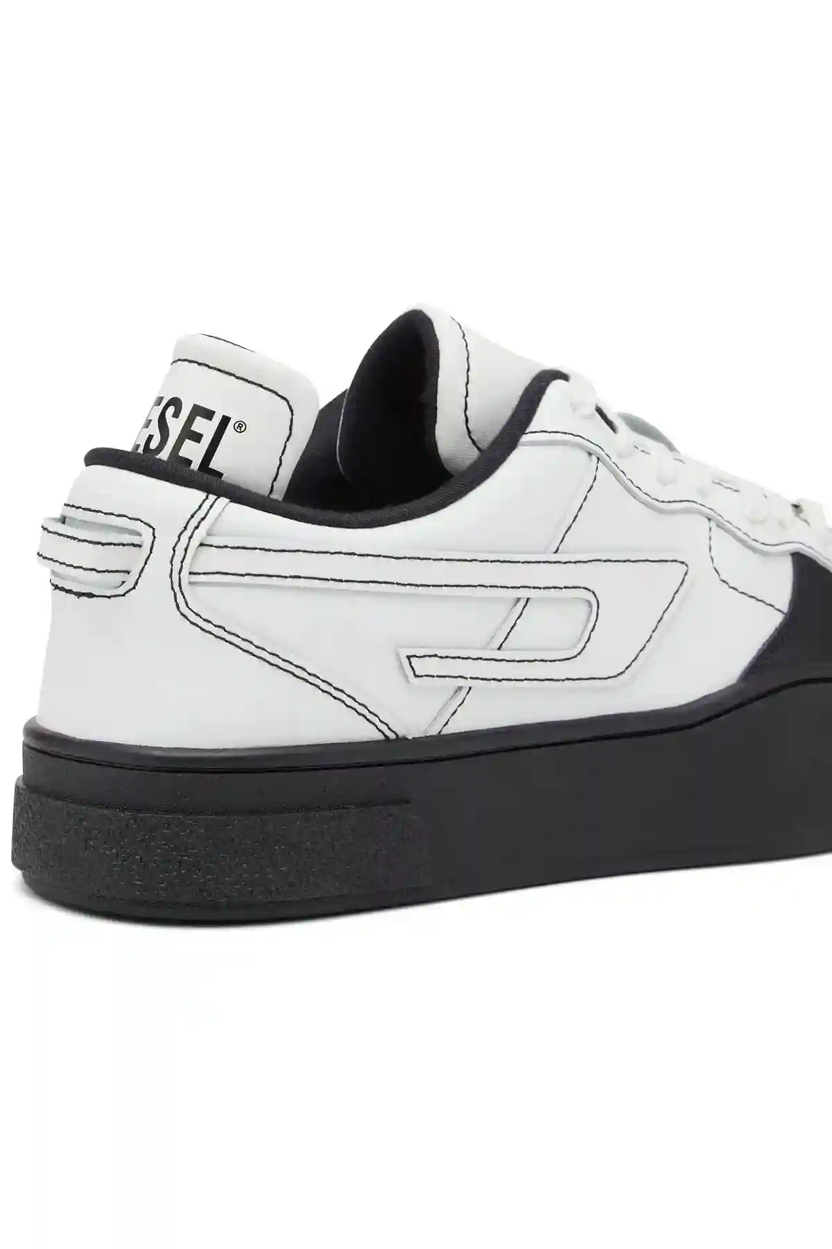 White and Black S-Ukiyo Low X-Sneakers with logo collar