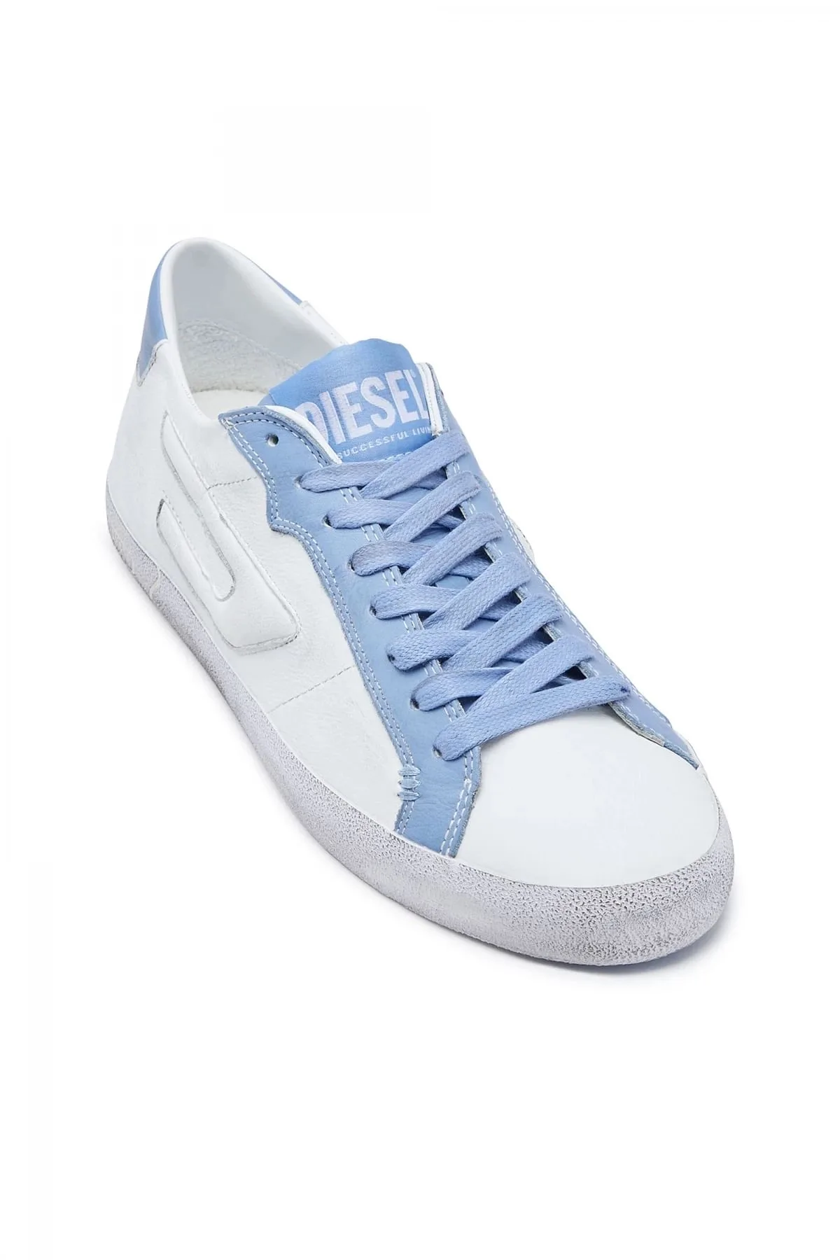 Blue and White S-Leroji Low X-Low-top sneakers with contrast eyestay