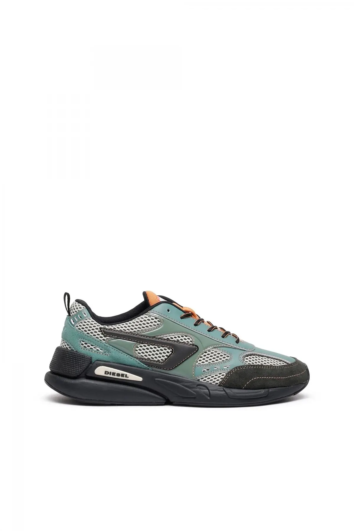Green S-Serendipity Sport-Mesh and suede sneakers with patent overlays