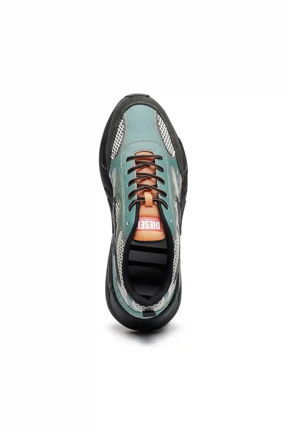 Green S-Serendipity Sport-Mesh and suede sneakers with patent overlays
