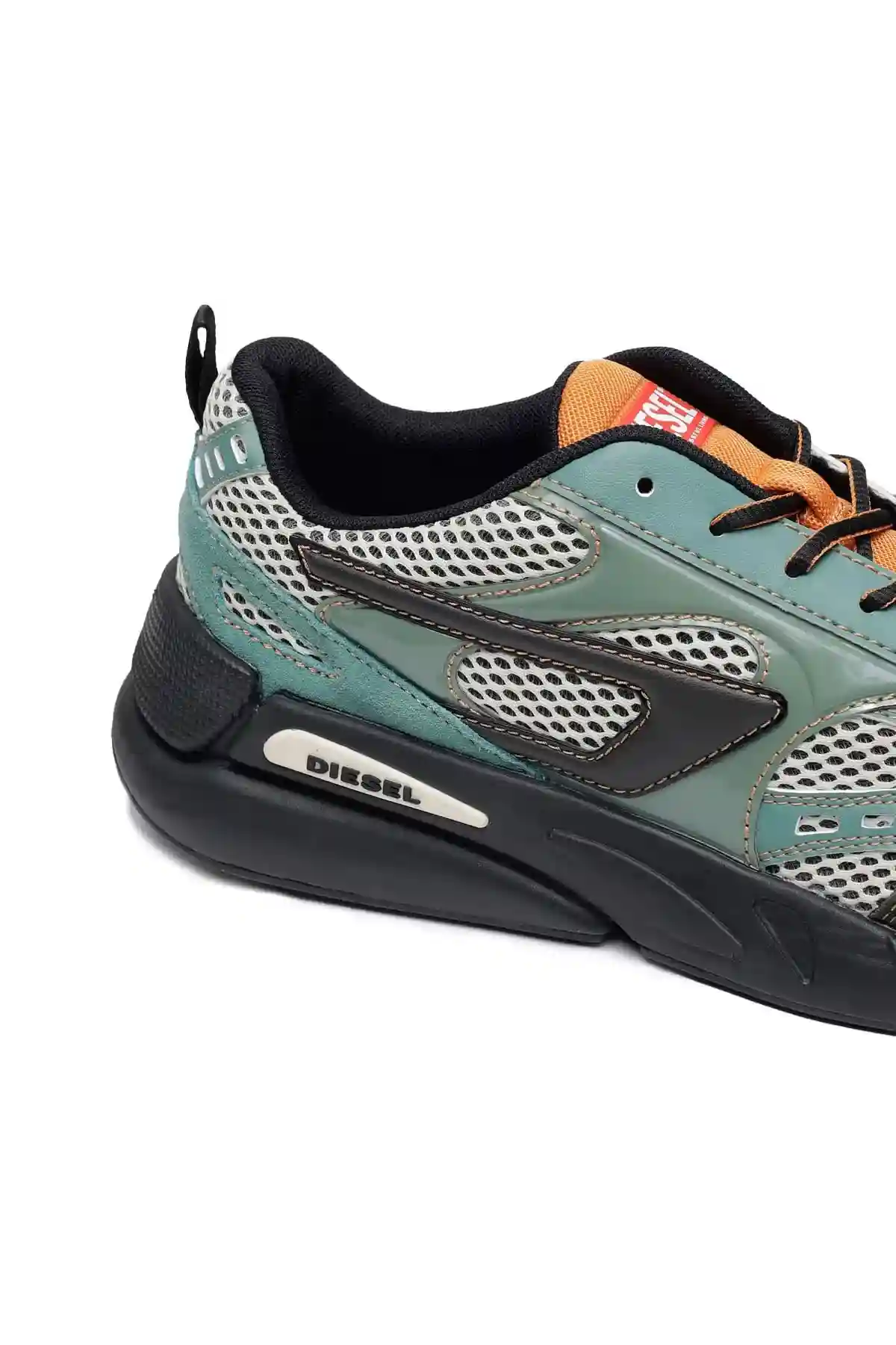 Green S-Serendipity Sport-Mesh and suede sneakers with patent overlays