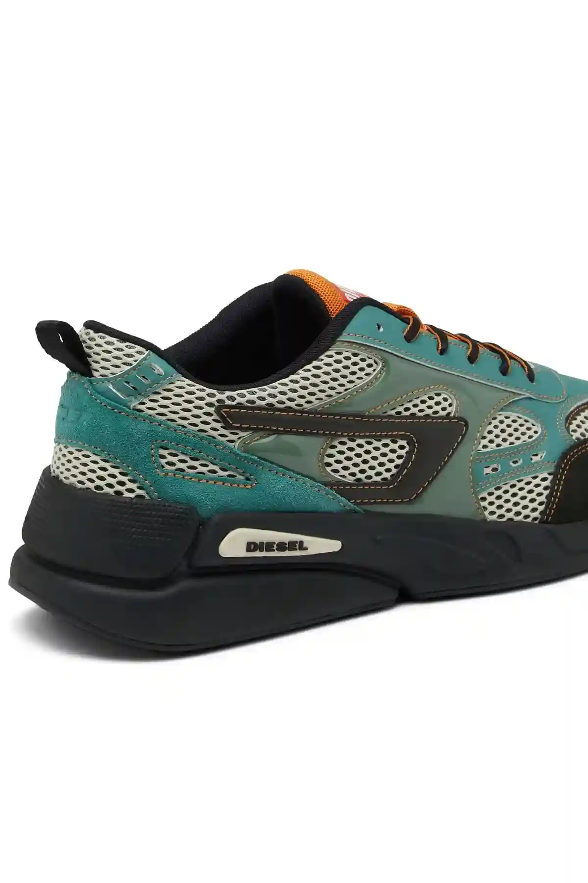 Green S-Serendipity Sport-Mesh and suede sneakers with patent overlays