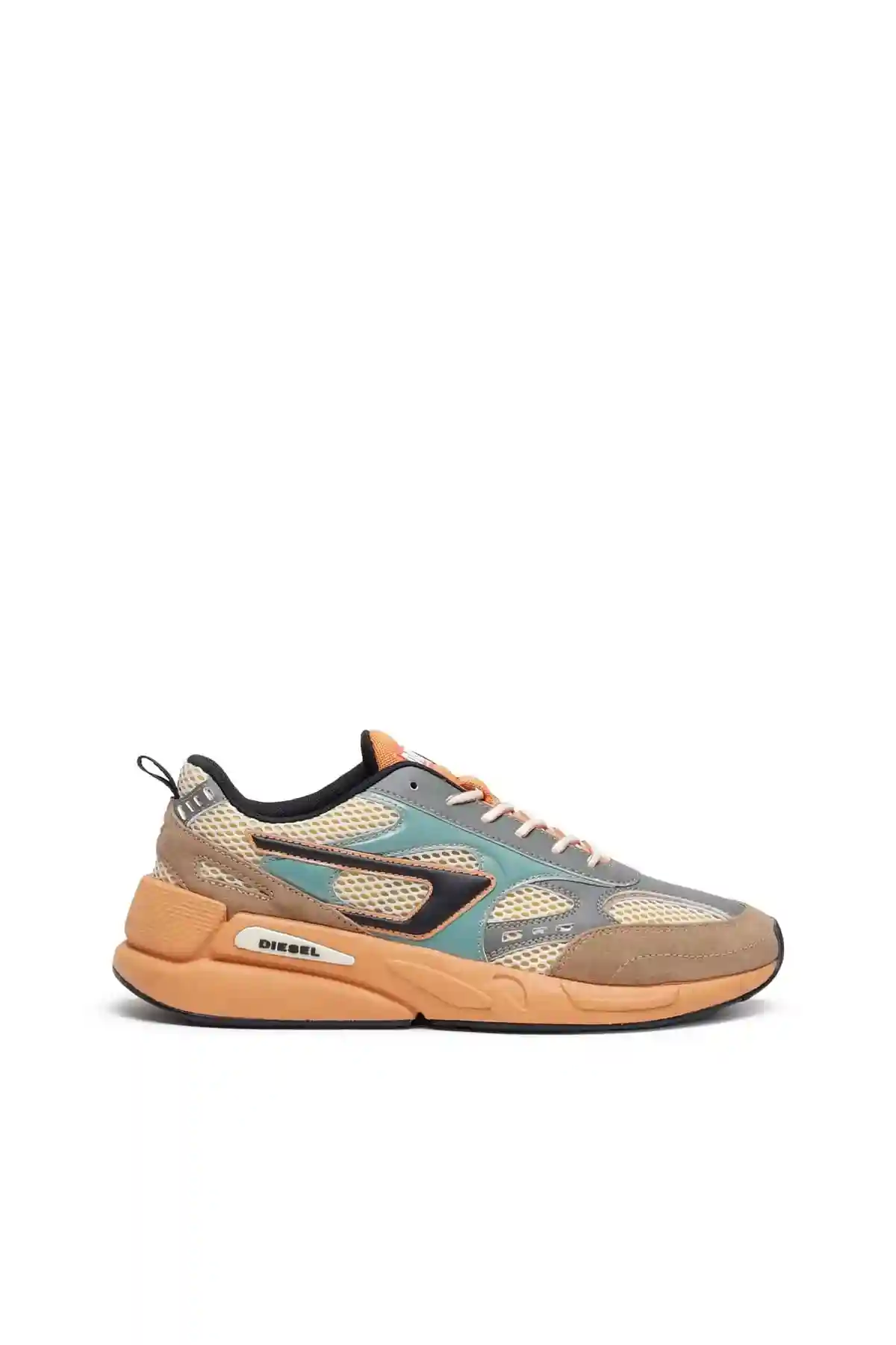 Yellow S-Serendipity Sport-Mesh and suede sneakers with patent overlays