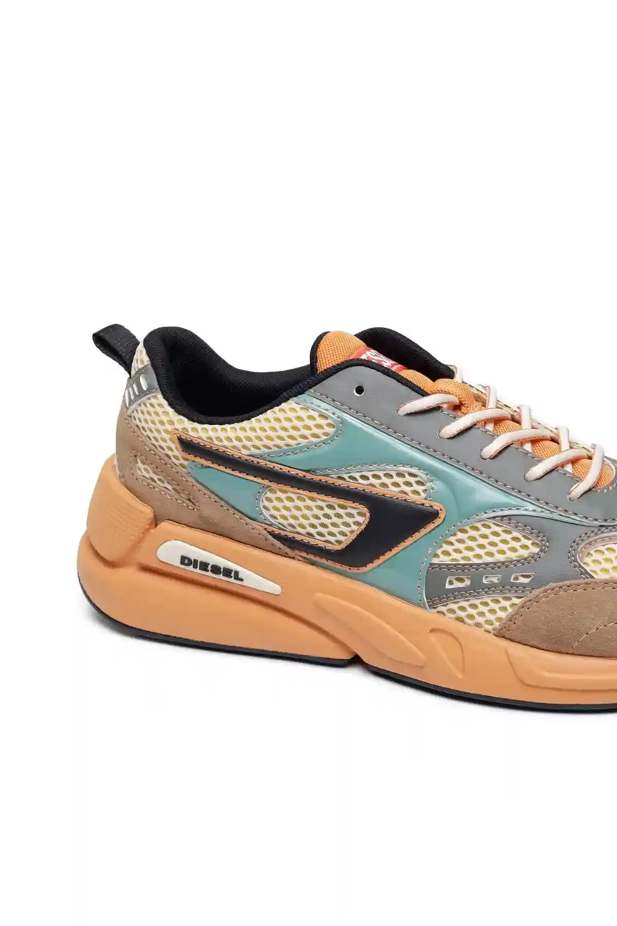 Yellow S-Serendipity Sport-Mesh and suede sneakers with patent overlays