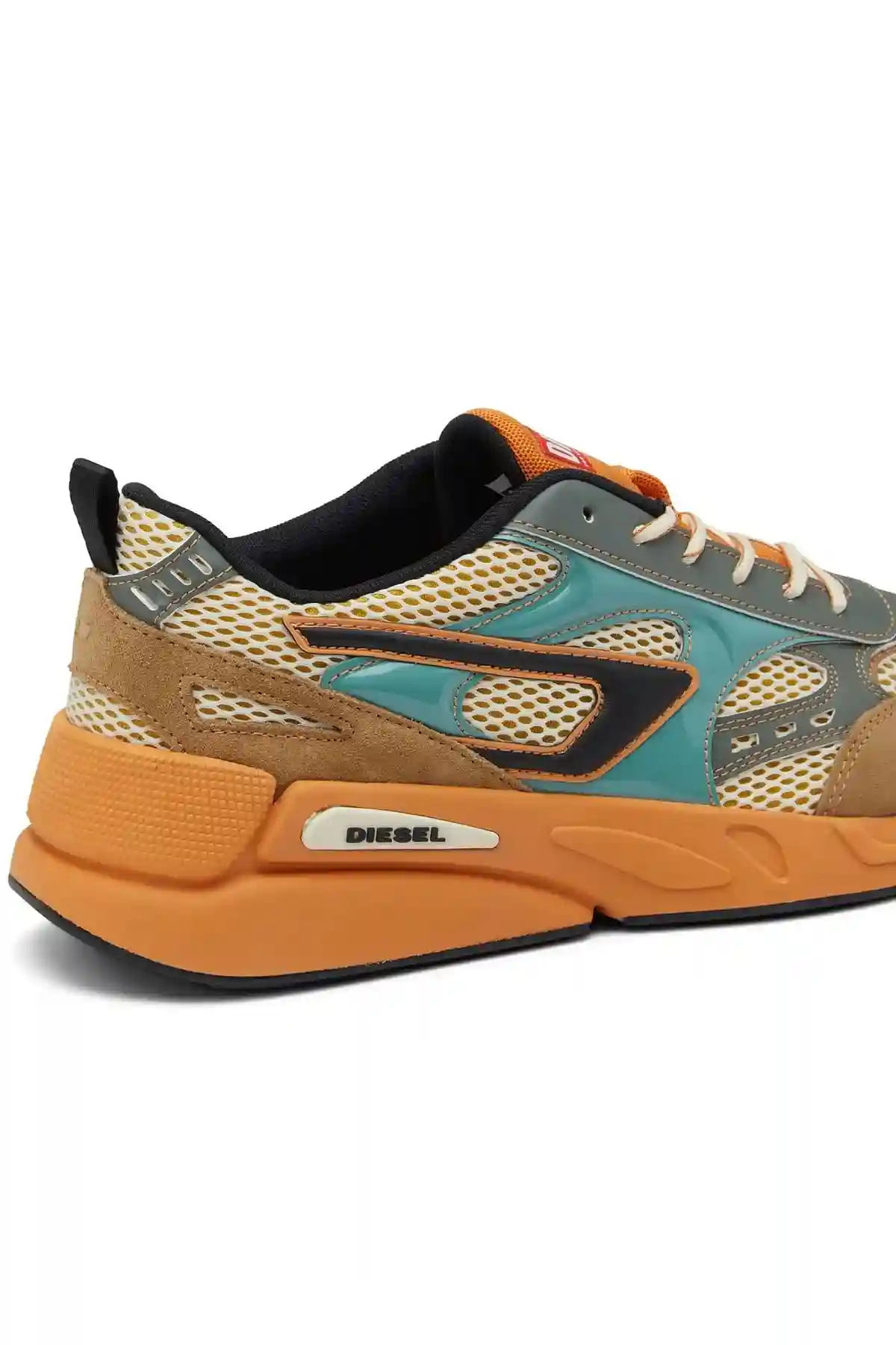 Yellow S-Serendipity Sport-Mesh and suede sneakers with patent overlays