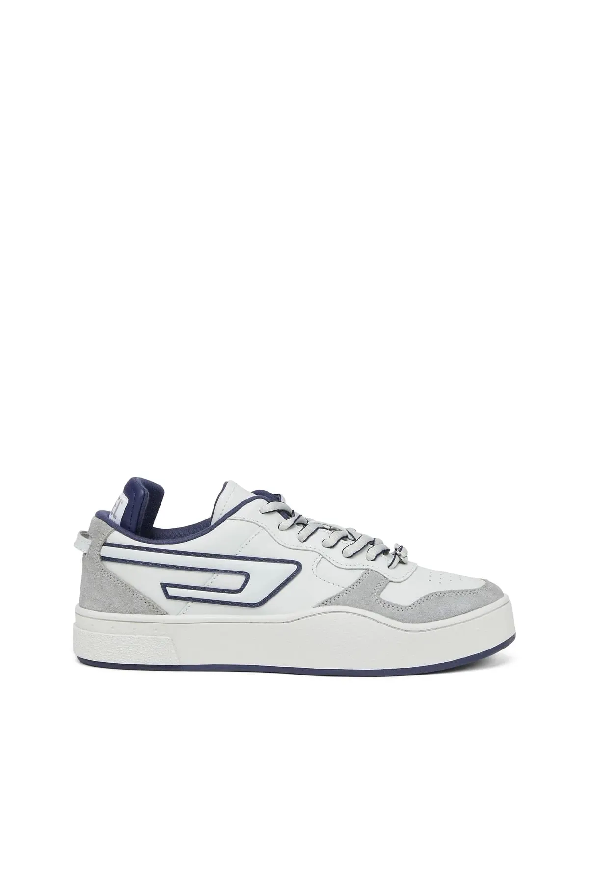 Grey and Blue S-Ukiyo Low X-Sneakers in leather and suede