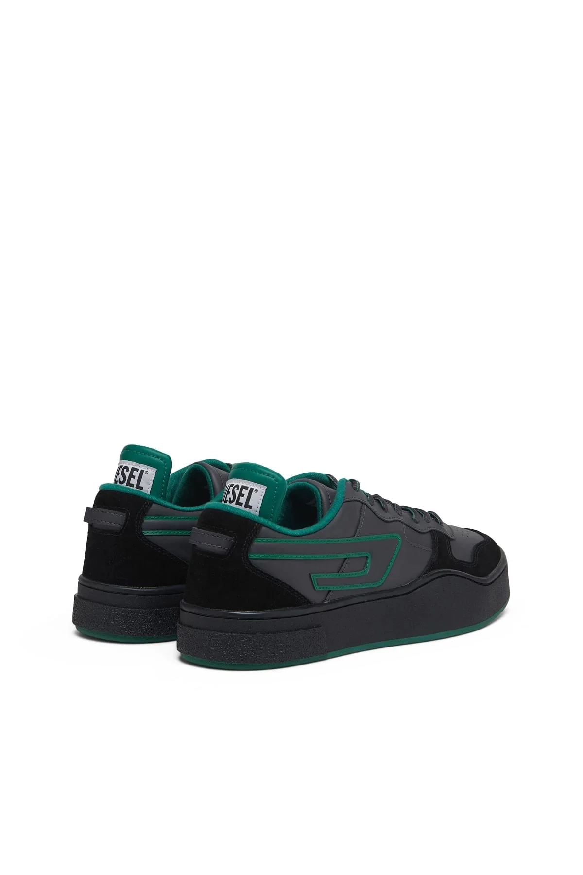 Black and Green S-Ukiyo Low X-Sneakers in leather and suede