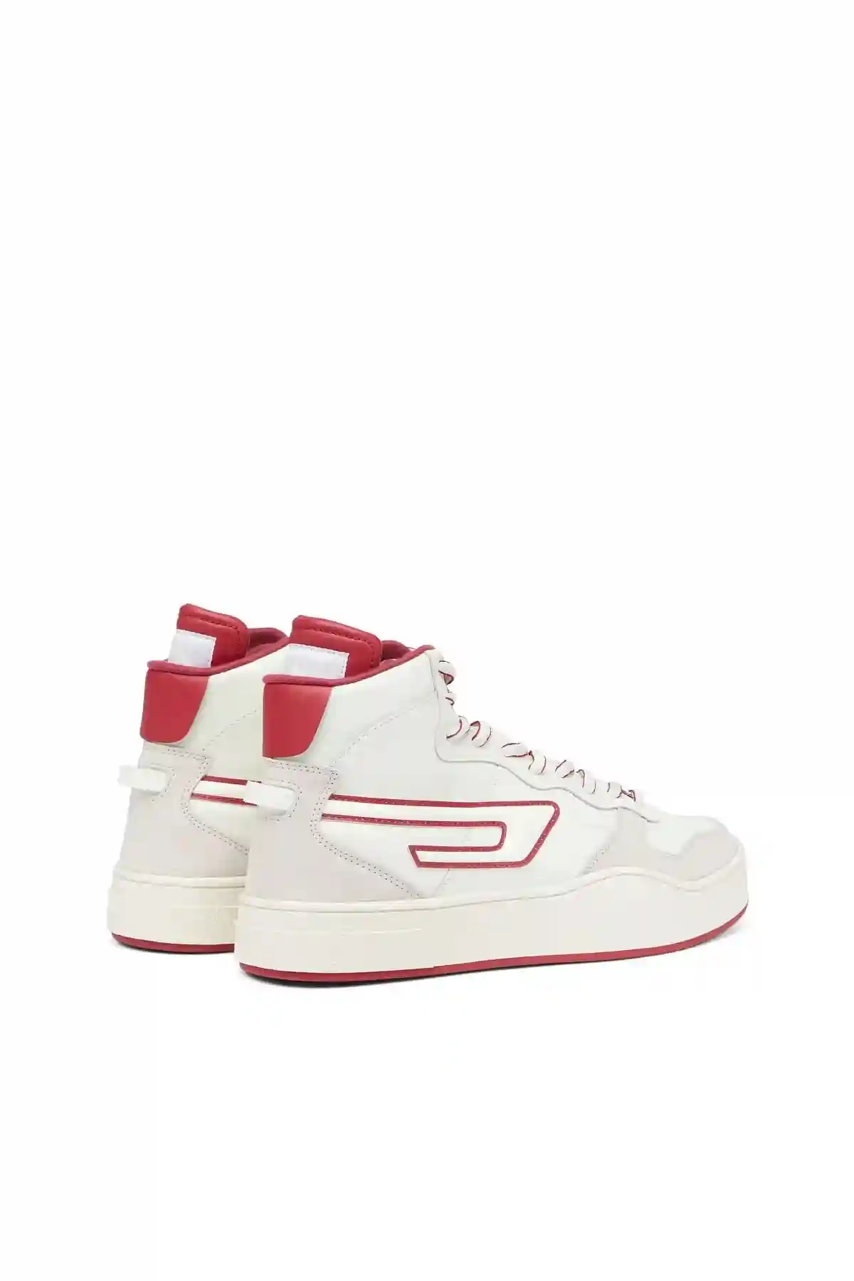 White and Red S-Ukiyo Mid X-High-top sneakers in leather and suede