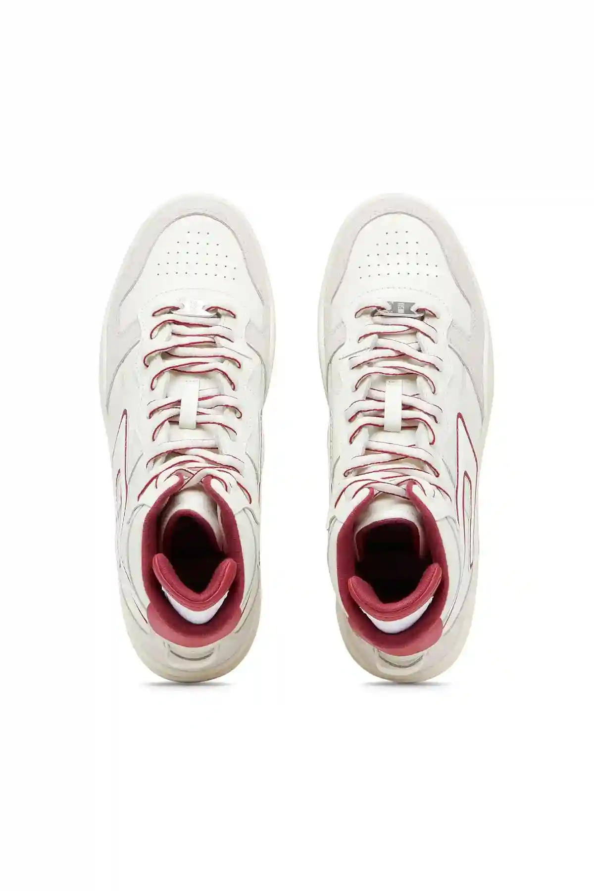 White and Red S-Ukiyo Mid X-High-top sneakers in leather and