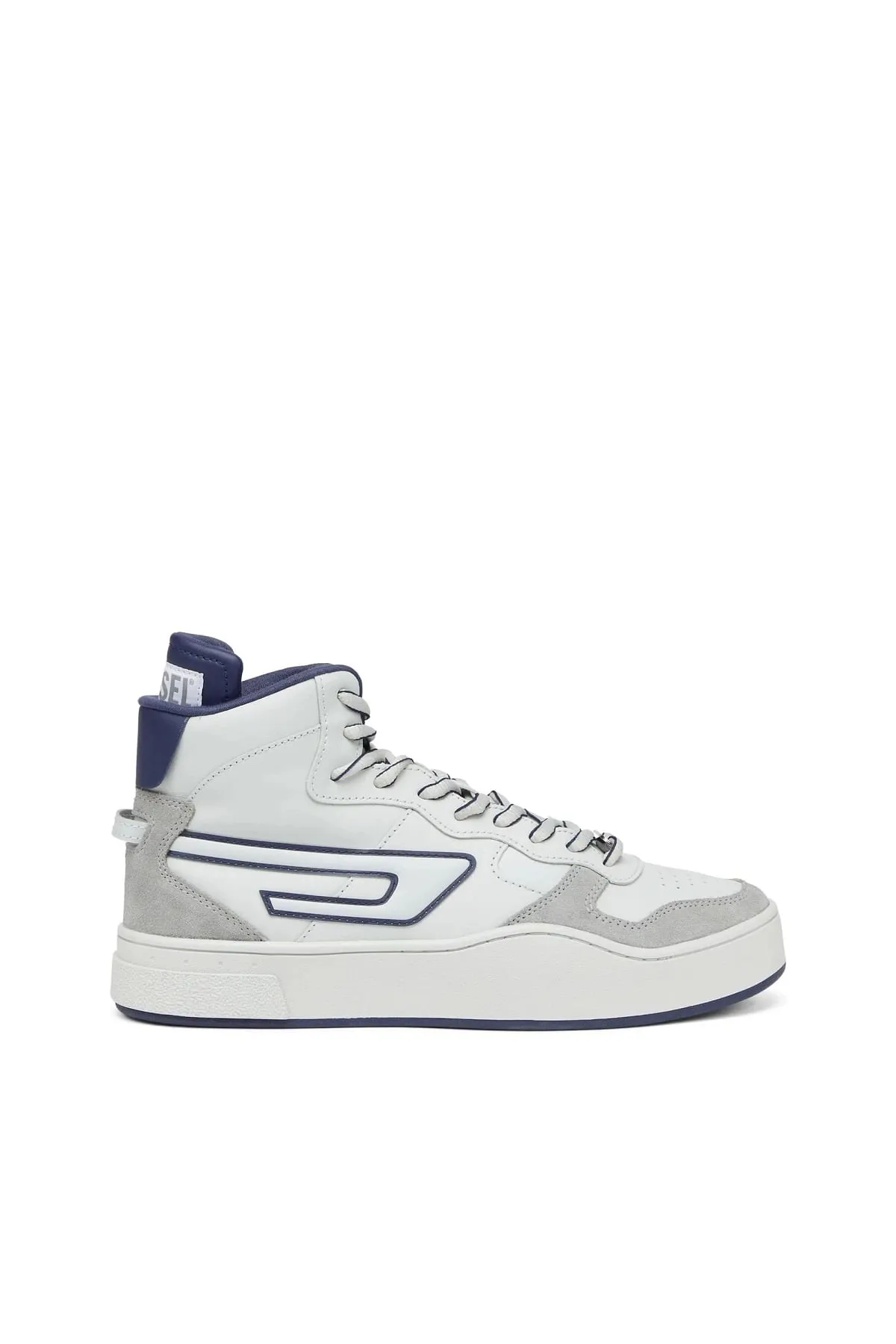Grey and Blue S-Ukiyo Mid X-High-top sneakers in leather and suede