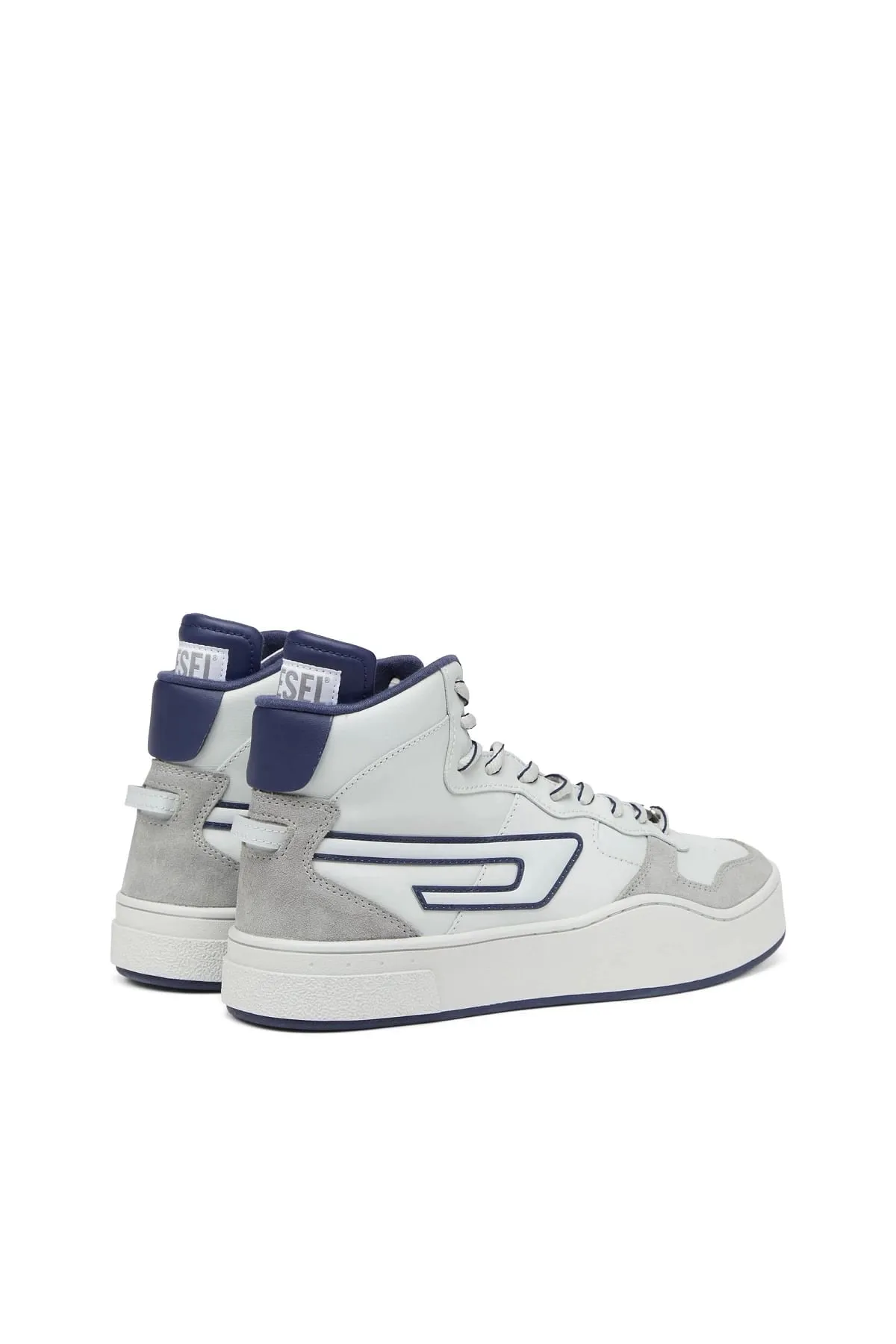Grey and Blue S-Ukiyo Mid X-High-top sneakers in leather and suede