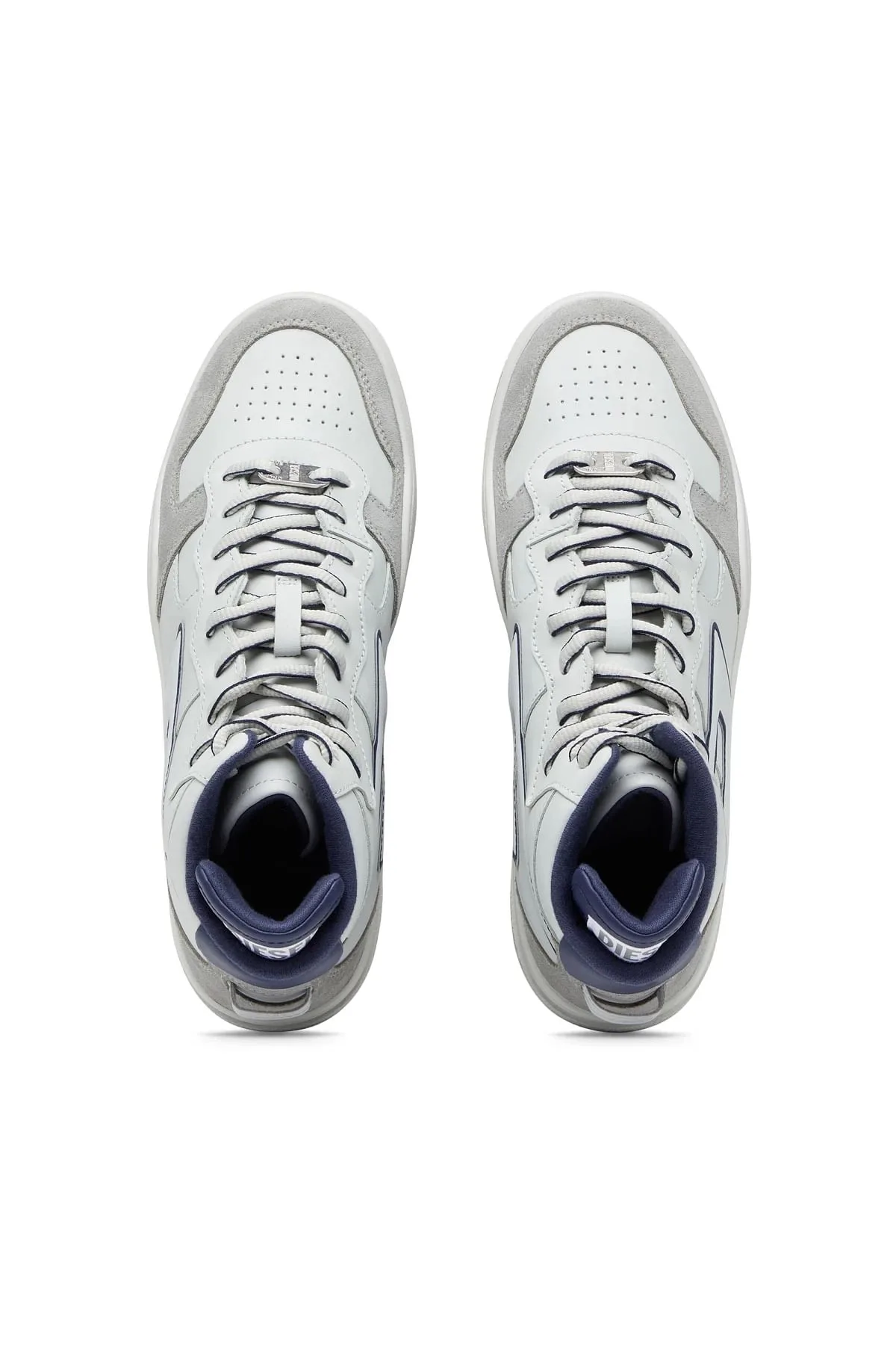 Grey and Blue S-Ukiyo Mid X-High-top sneakers in leather and suede