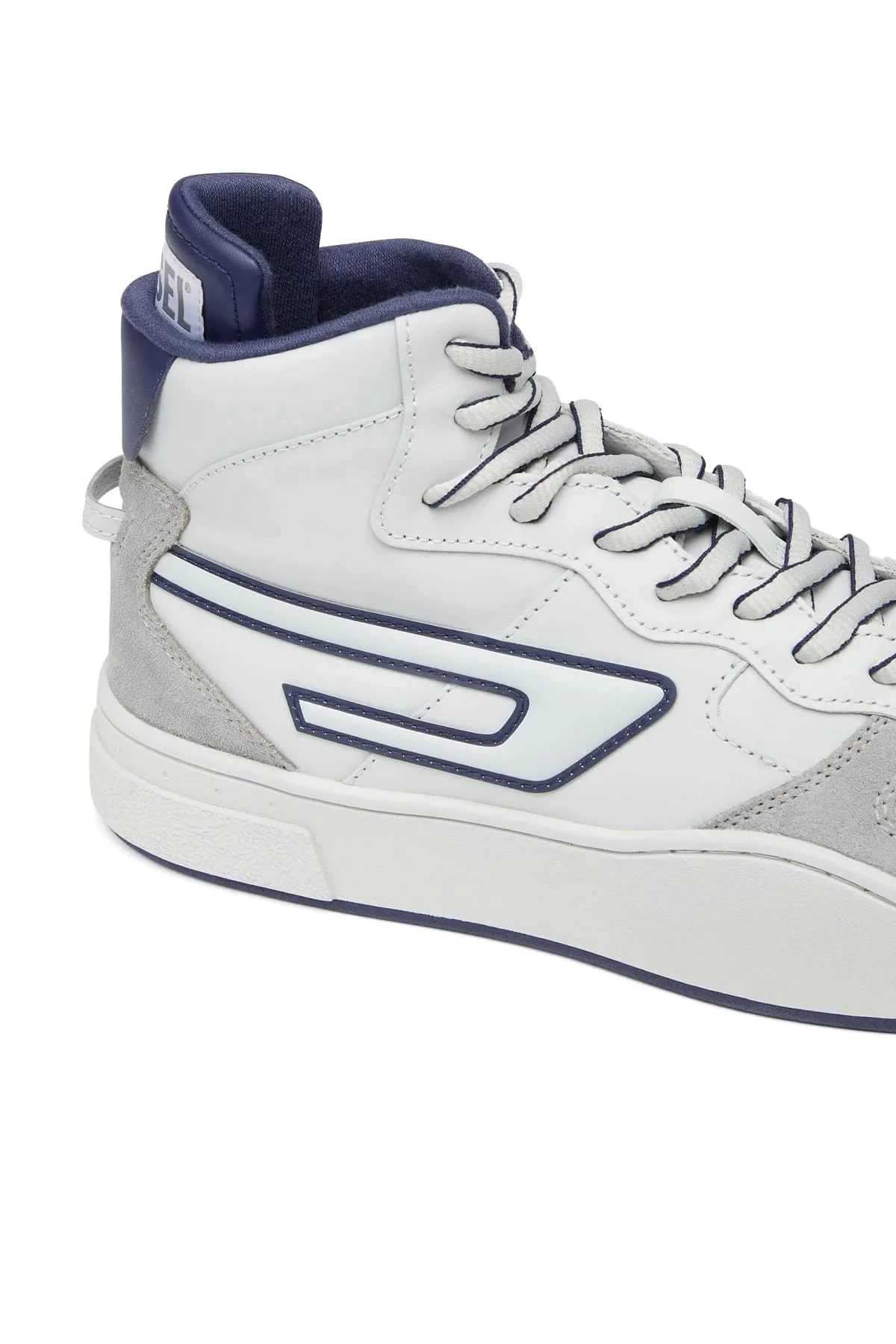 Grey and Blue S-Ukiyo Mid X-High-top sneakers in leather and suede