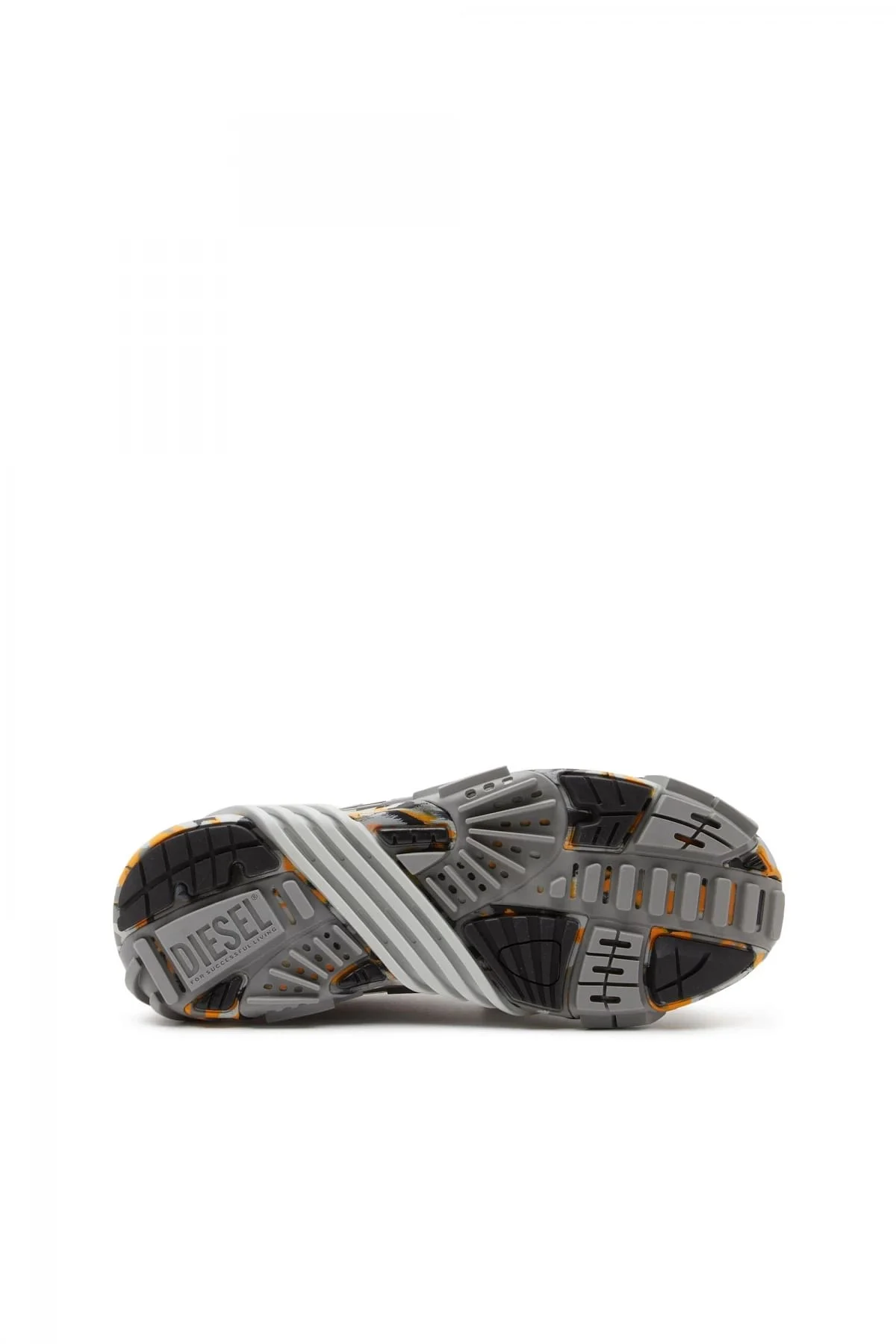 Grey and Orange S-Prototype V2-Camo-mesh sneakers with rubber overlays
