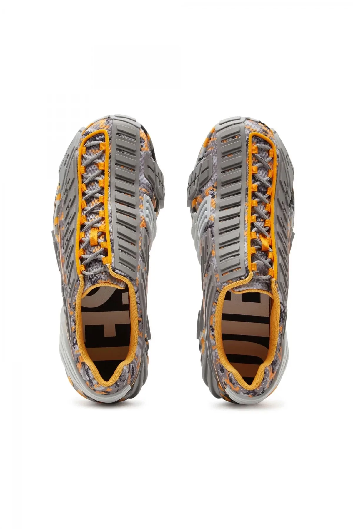 Grey and Orange S-Prototype V2-Camo-mesh sneakers with rubber overlays