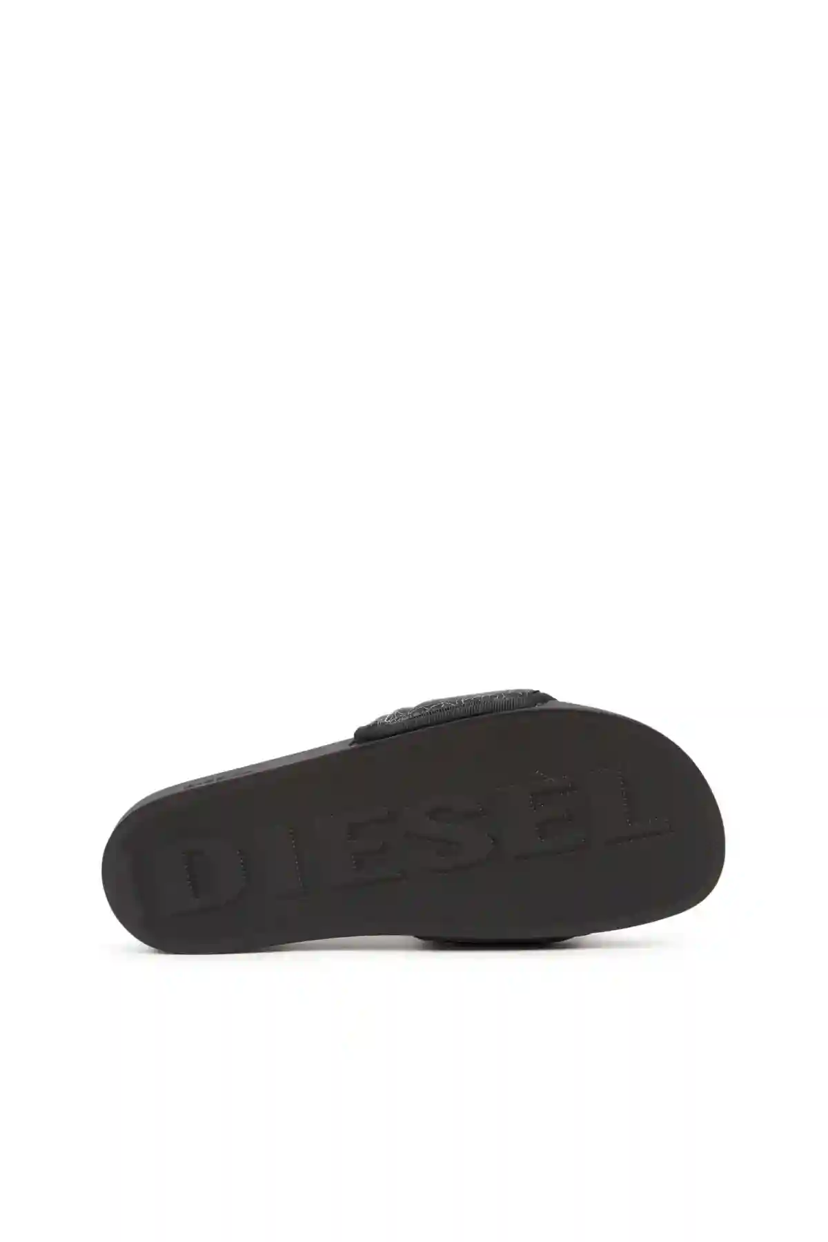 Black Sa-Mayemi Puf X-Pool slides with cracked leather band