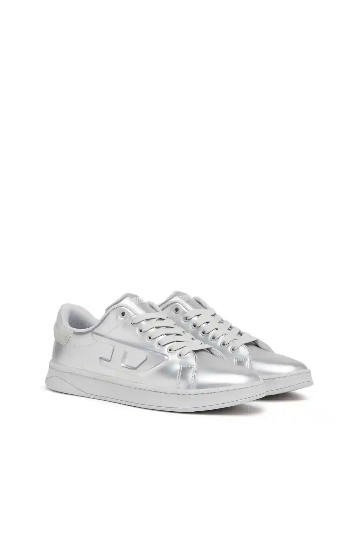 Silver S-Athene Low-Metallic sneakers with embossed D logo