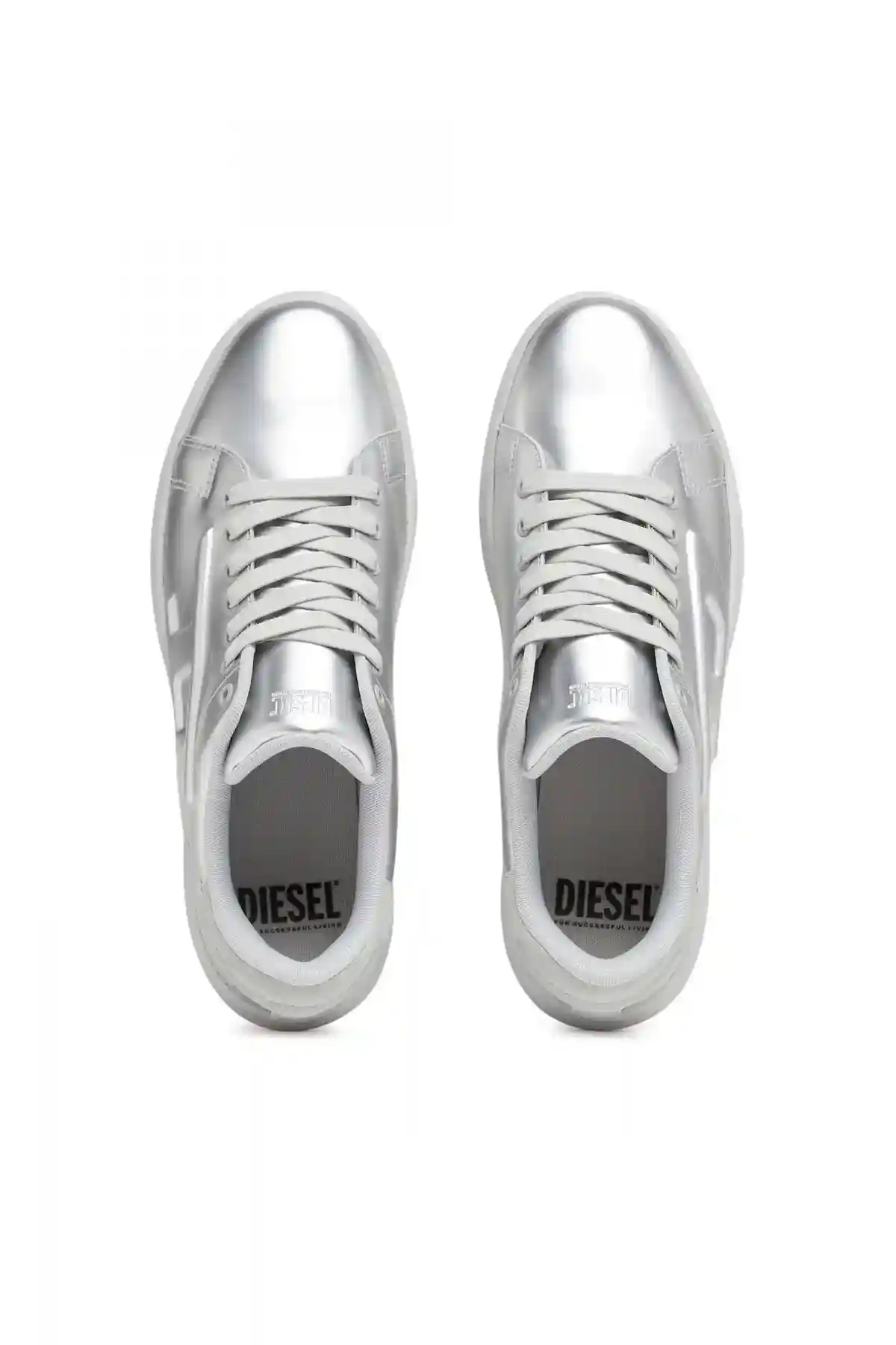 Silver S-Athene Low-Metallic sneakers with embossed D logo