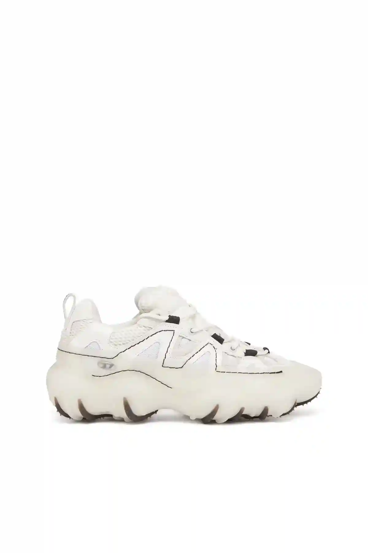 White S-Prototype P1-Low-top sneakers with rubber overlay