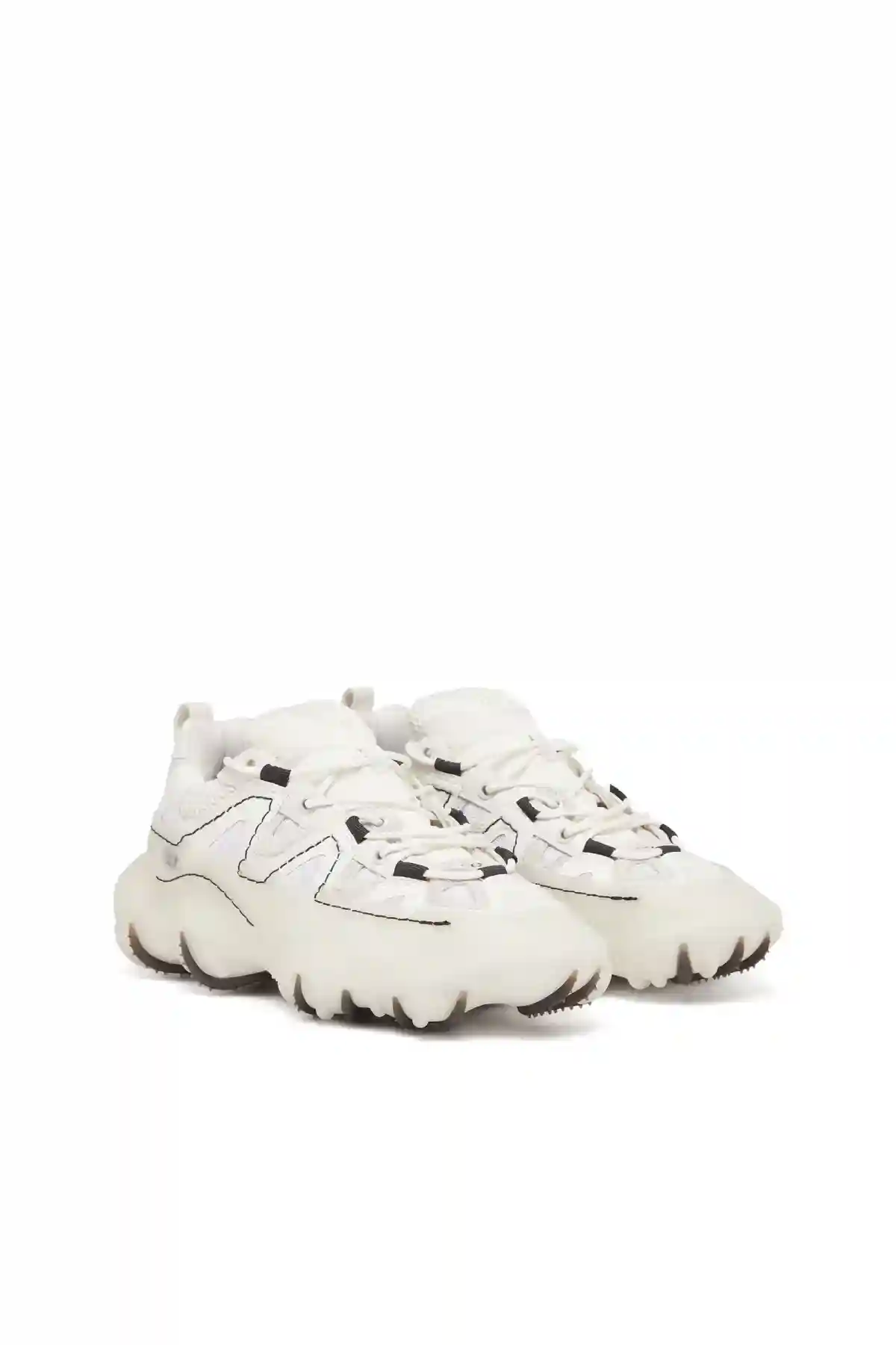 White S-Prototype P1-Low-top sneakers with rubber overlay
