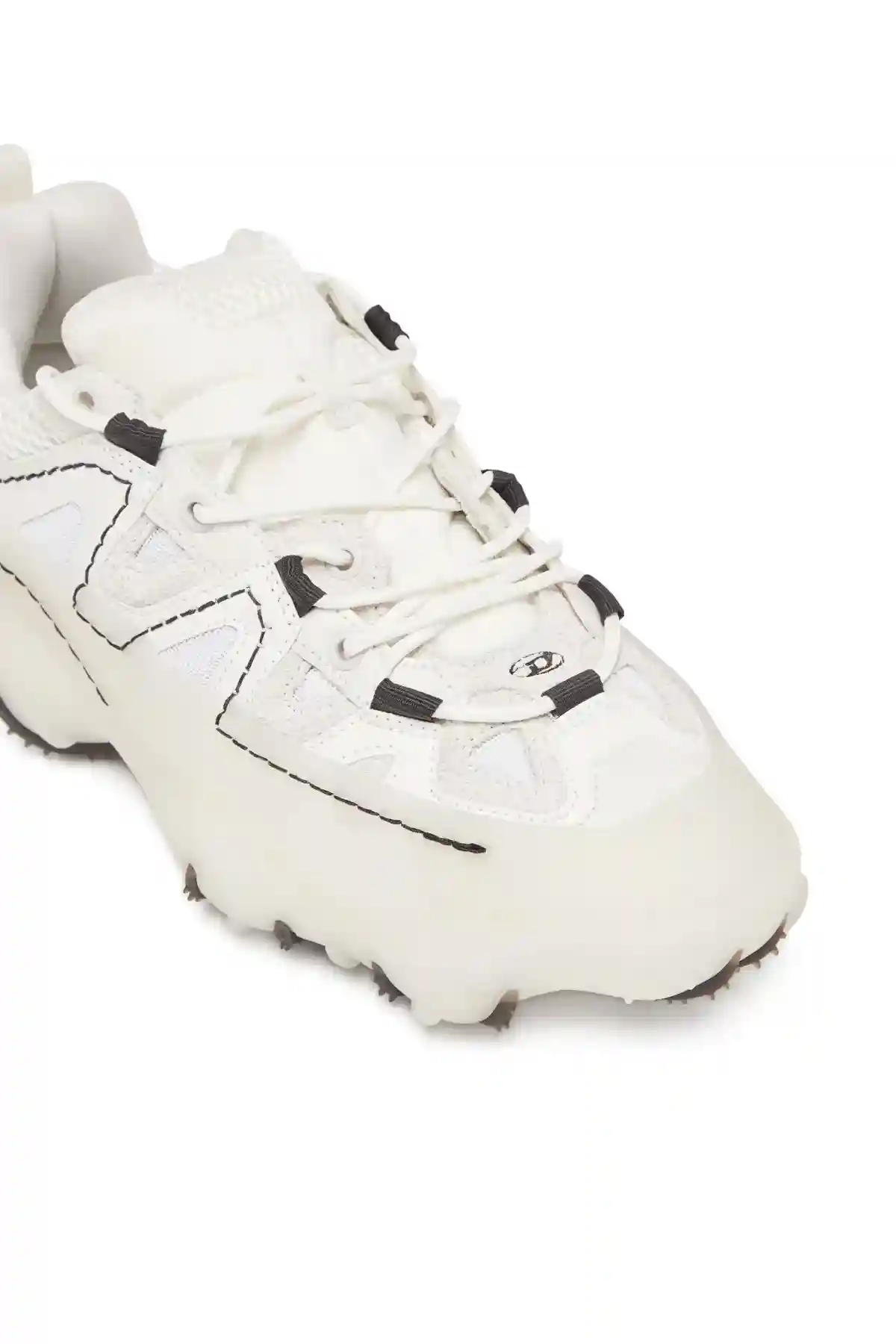 White S-Prototype P1-Low-top sneakers with rubber overlay