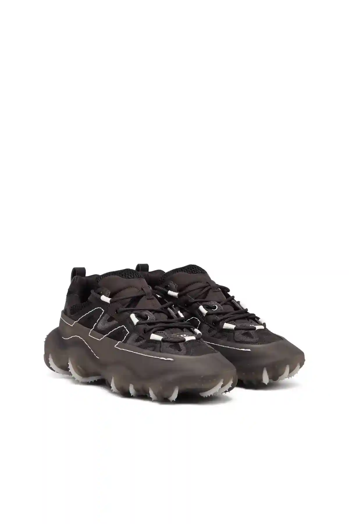 Black S-Prototype P1-Low-top sneakers with rubber overlay
