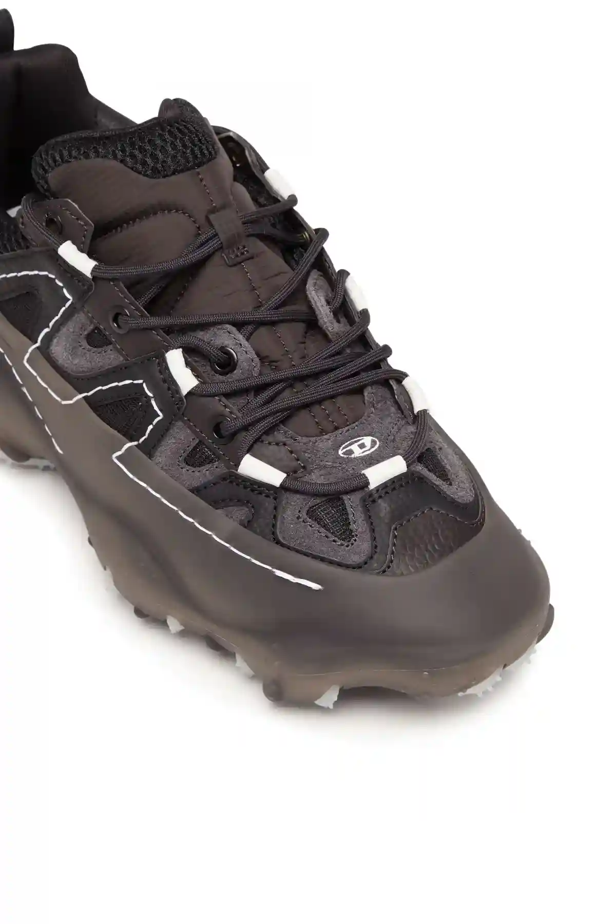 Black S-Prototype P1-Low-top sneakers with rubber overlay