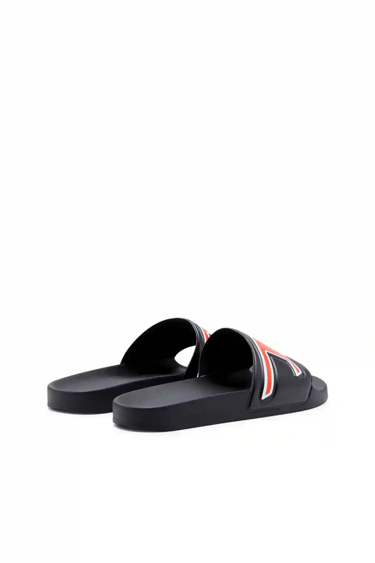 Black Sa-Mayemi-Pool slides with embedded D logo
