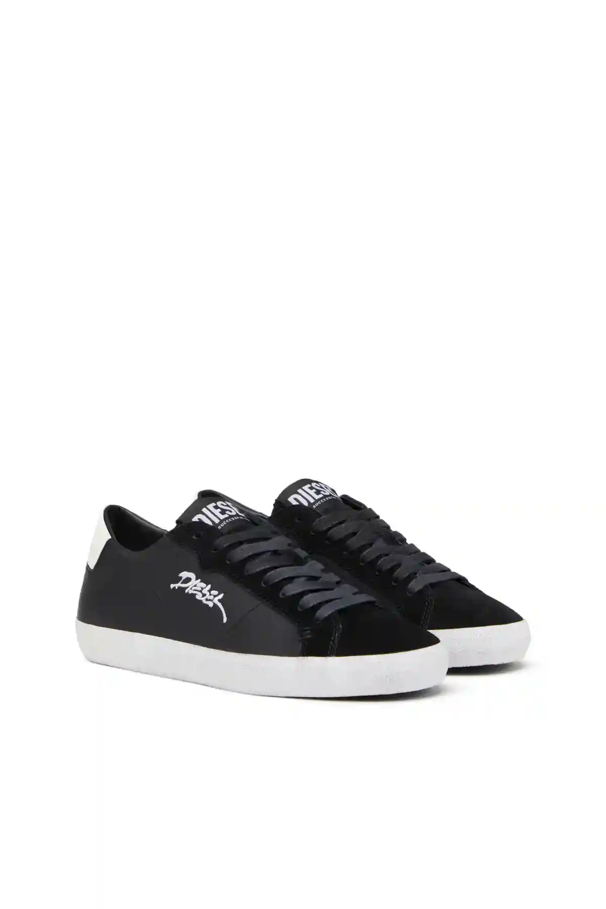 Black S-Leroji Low-Low-top sneakers with embroidered logo