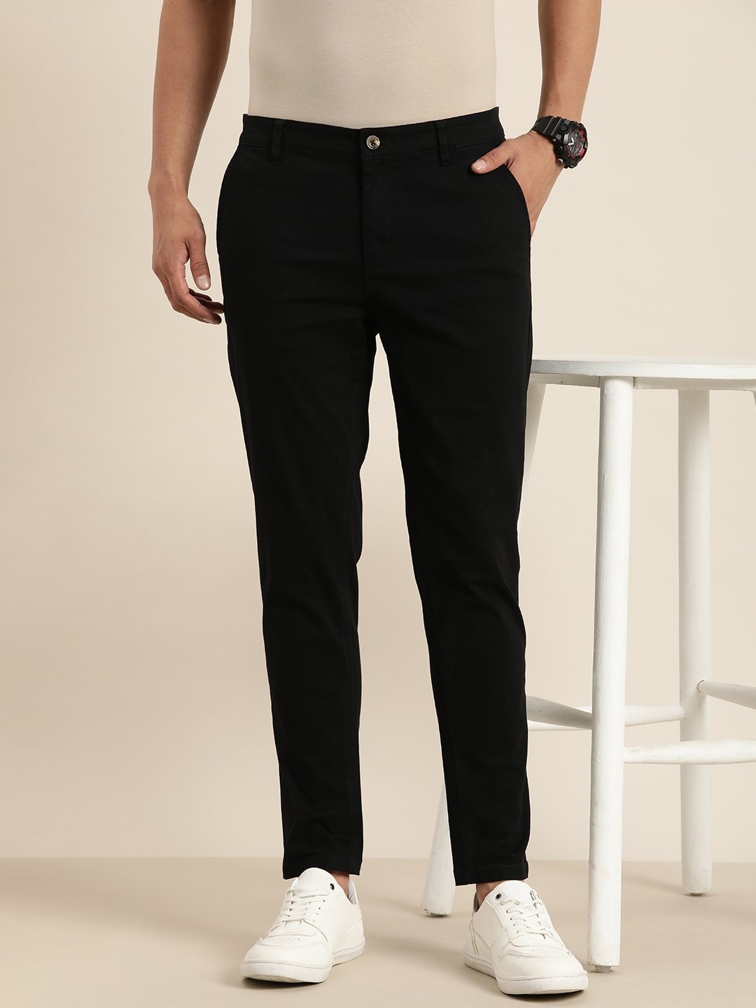 Difference of Opinion Black Solid Angle Length Trouser