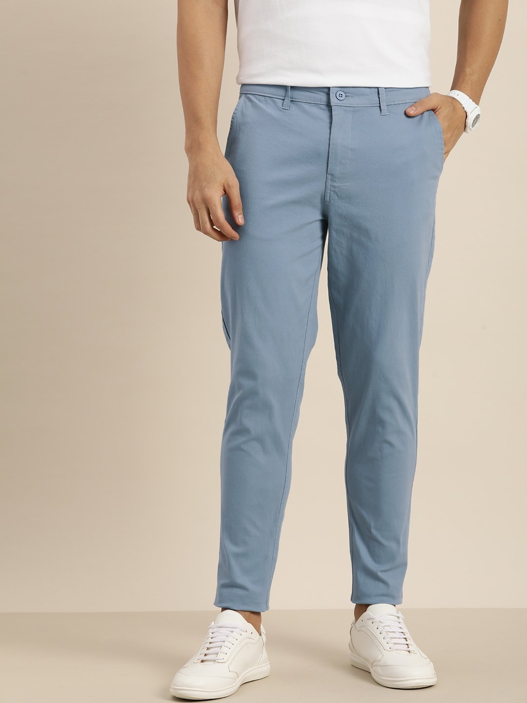 Difference of Opinion | Difference of Opinion Blue Solid Angle Length Trouser