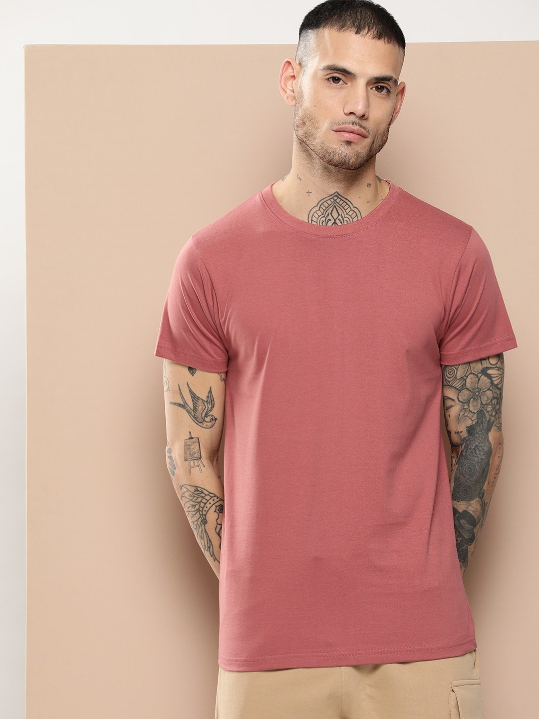 Difference Of Opinion Men's Brown Plain T-Shirt