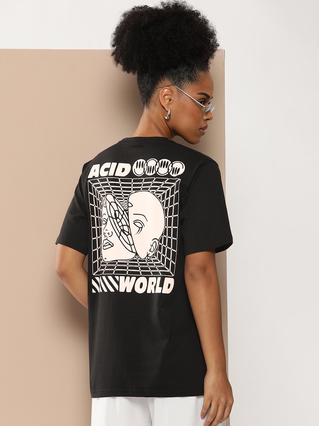 Difference of Opinion Black Graphic Oversized T-Shirt