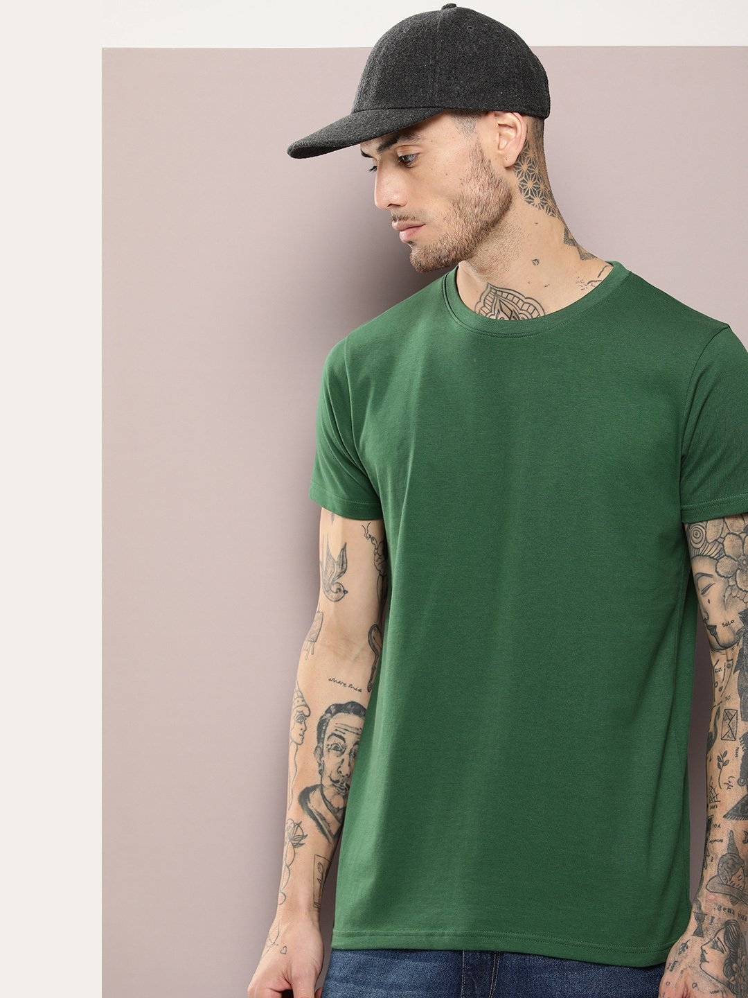 Dillinger | Dillinger Men's Dark Green Plain T-Shirt
