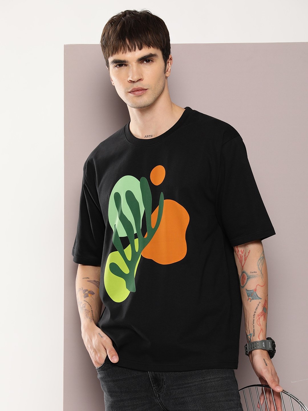 Dillinger Black Graphic Oversized T-shirt