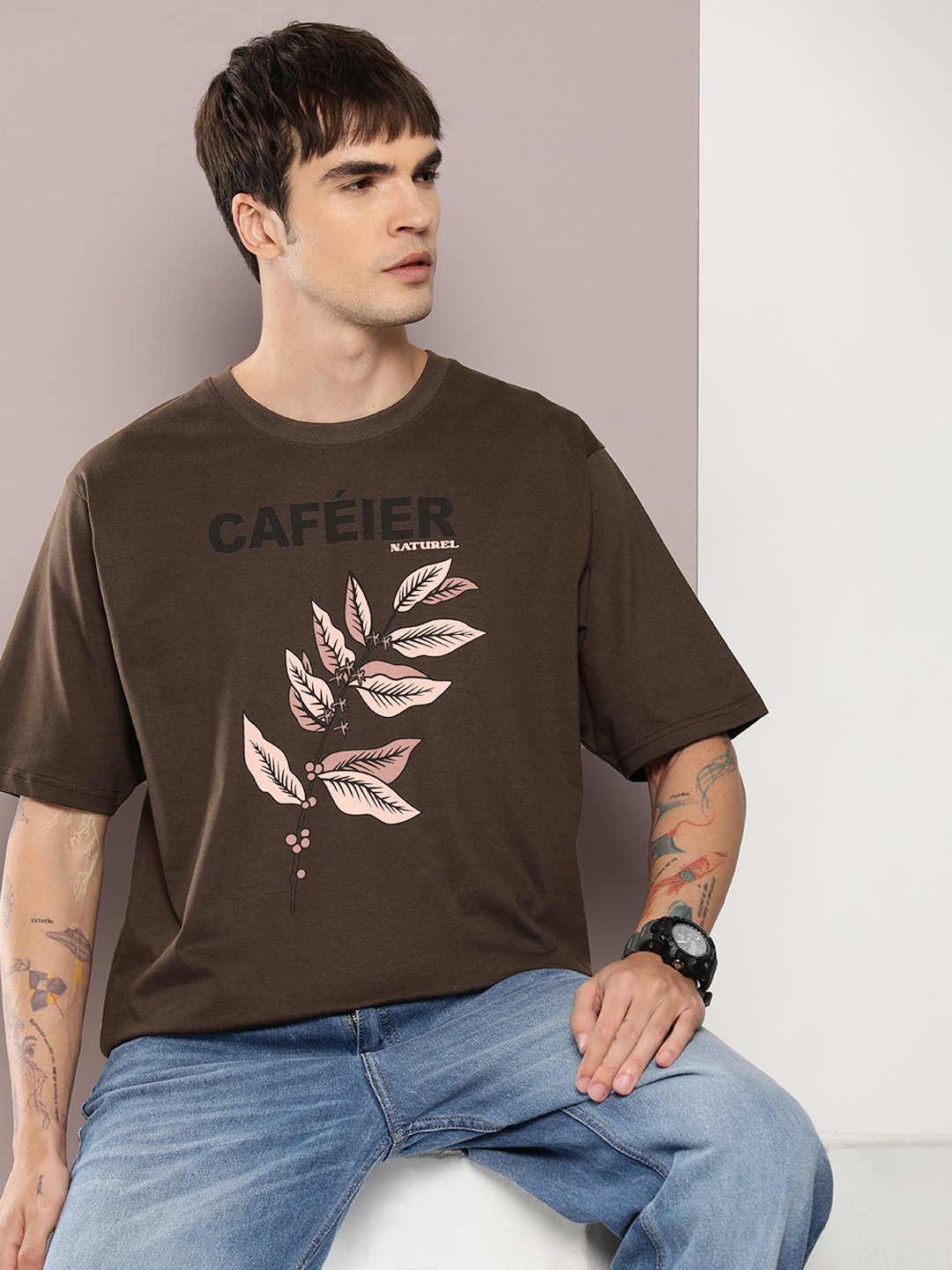 Dillinger Brown Graphic Oversized T-shirt
