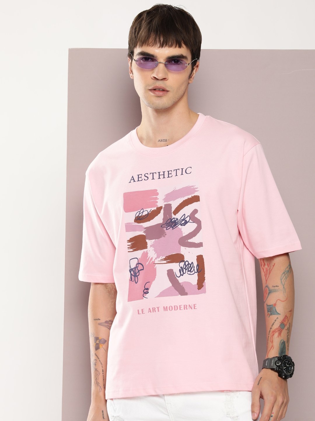 Dillinger | Dillinger Pink Graphic Oversized T-shirt