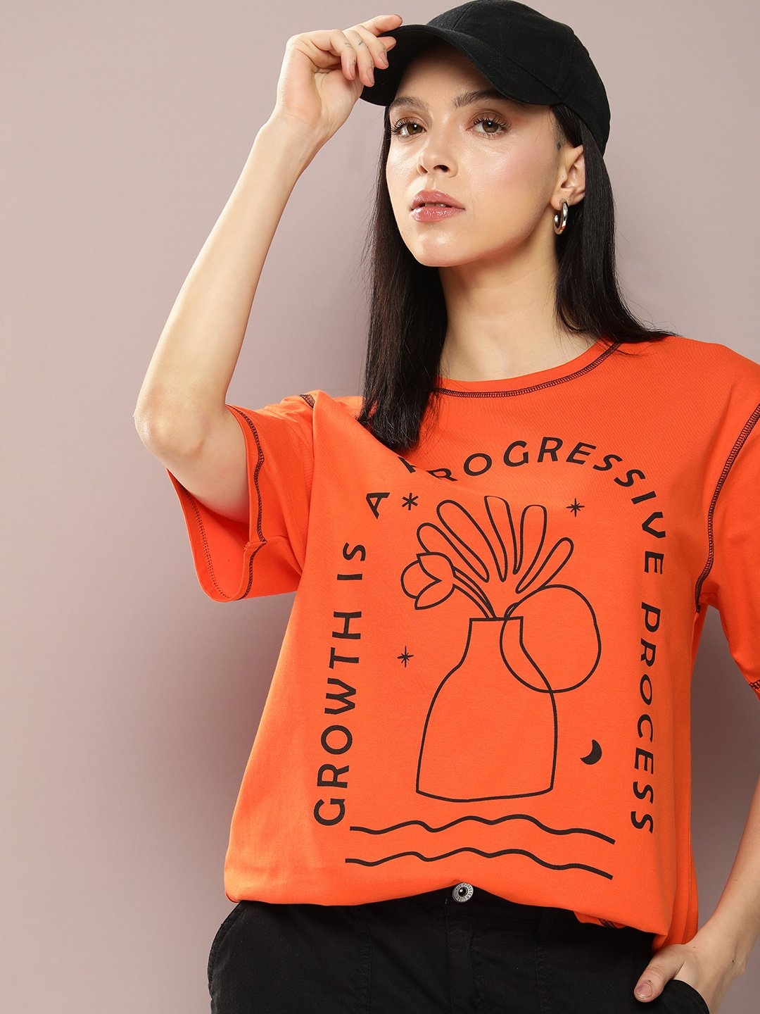 Dillinger | Dillinger Orange Graphic Oversized T-Shirt