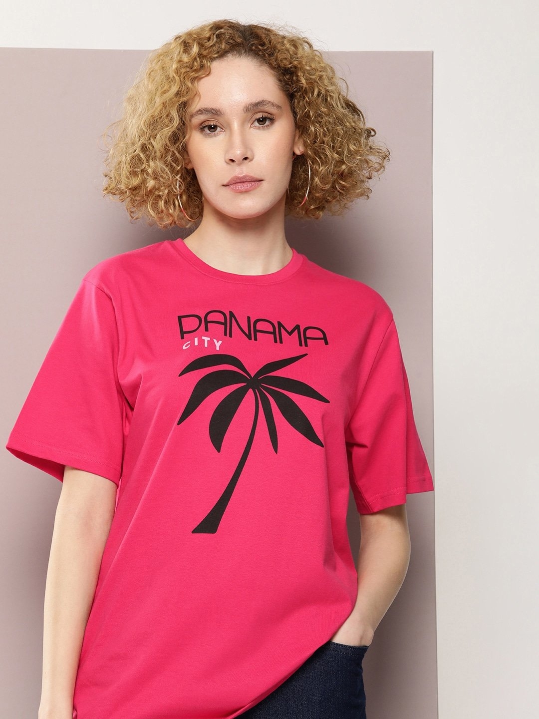 Dillinger Pink Graphic Oversized T-Shirt