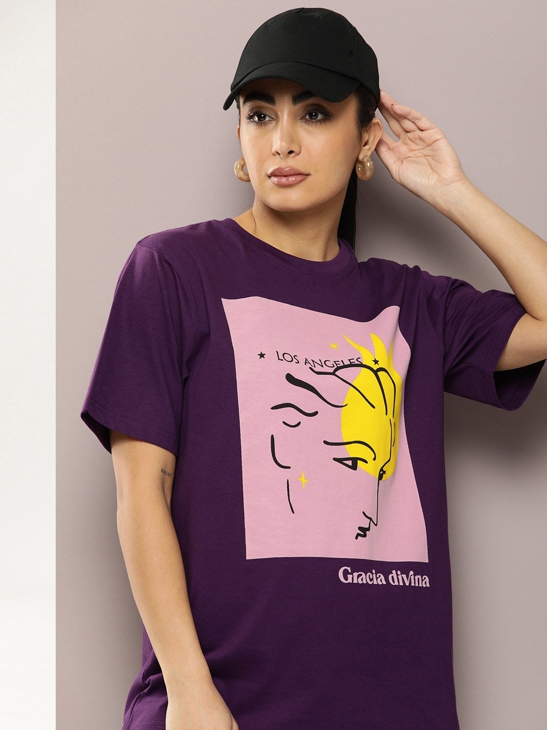 Dillinger | Dillinger Purple Graphic Oversized T-Shirt