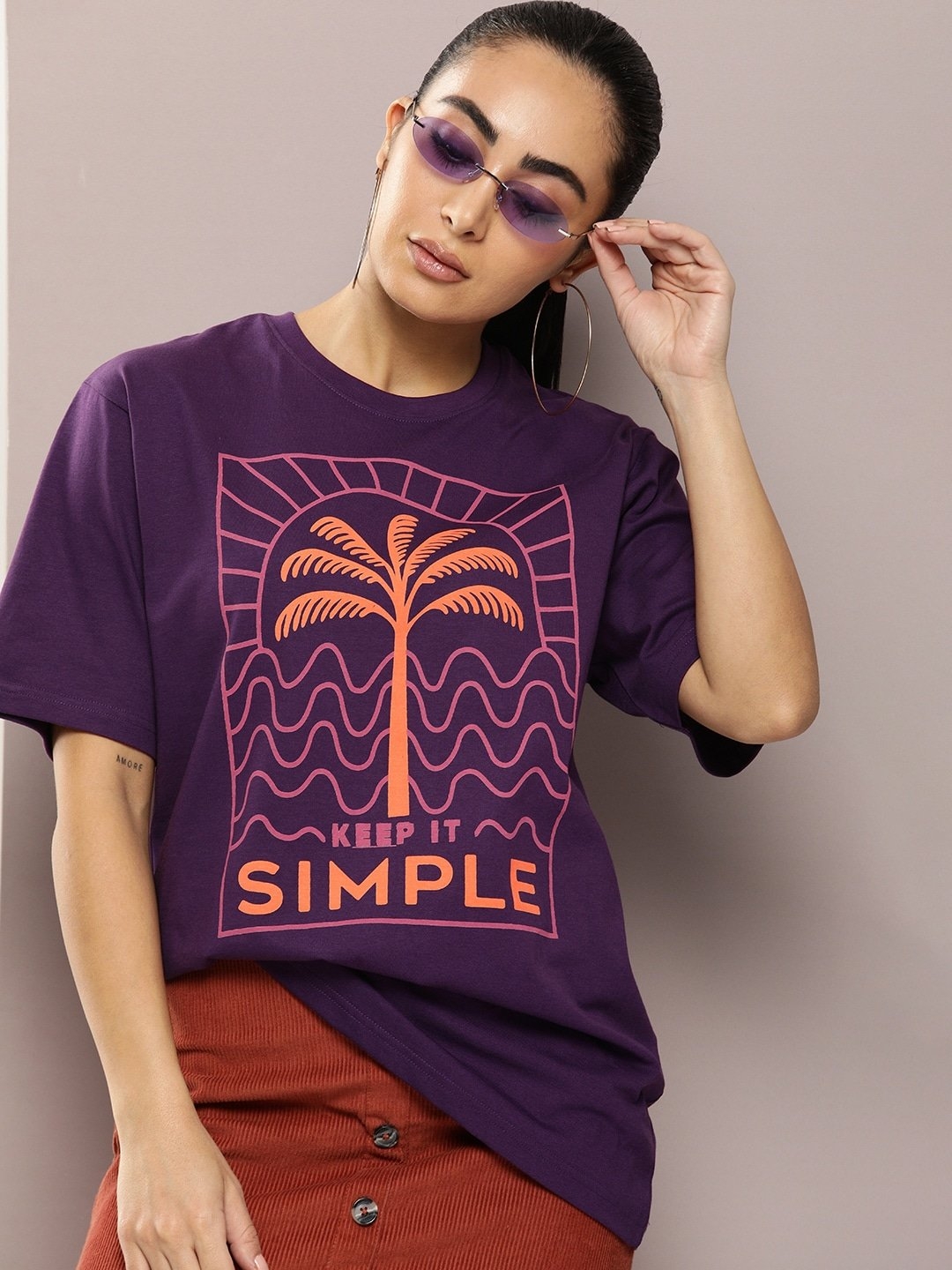 Dillinger | Dillinger Purple Graphic Oversized T-Shirt