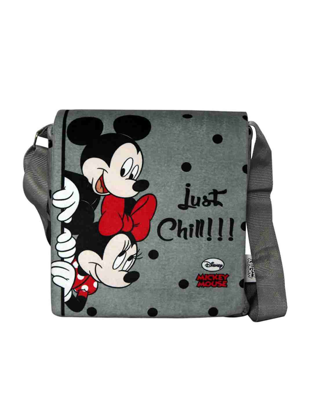 Disney Happiness Unisex Zipper Closure Mickey Mouse Printed Sling Bag_Grey_Free Size Plush Accessories for Kids age 12M+ - 27.94 Cm