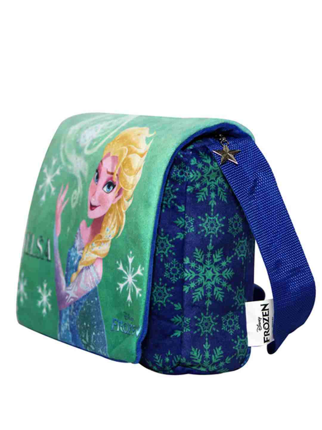 Disney Happiness Unisex Frozen Elsa Printed Sling Bag_Blue Plush Accessories for Kids age 12M+ - 20 Cm