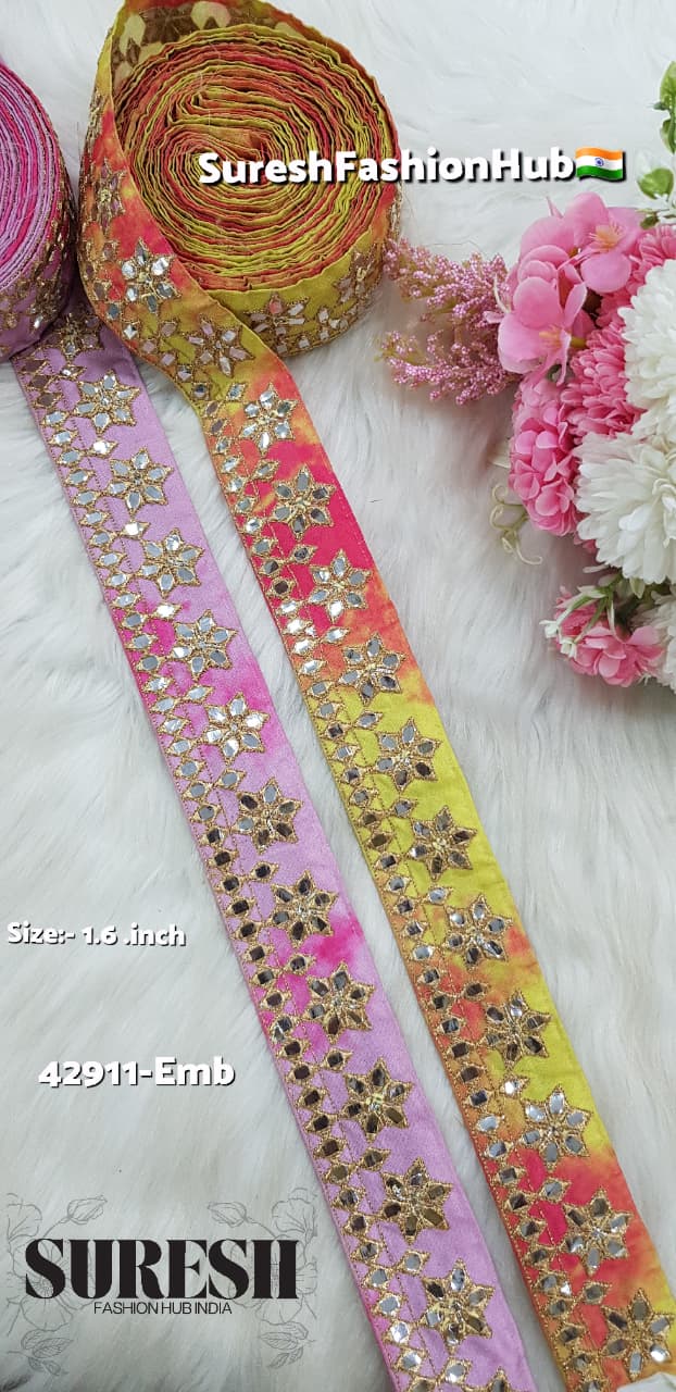 Dyed Pink Geometric Foil Mirror Lace – 42911-Emb