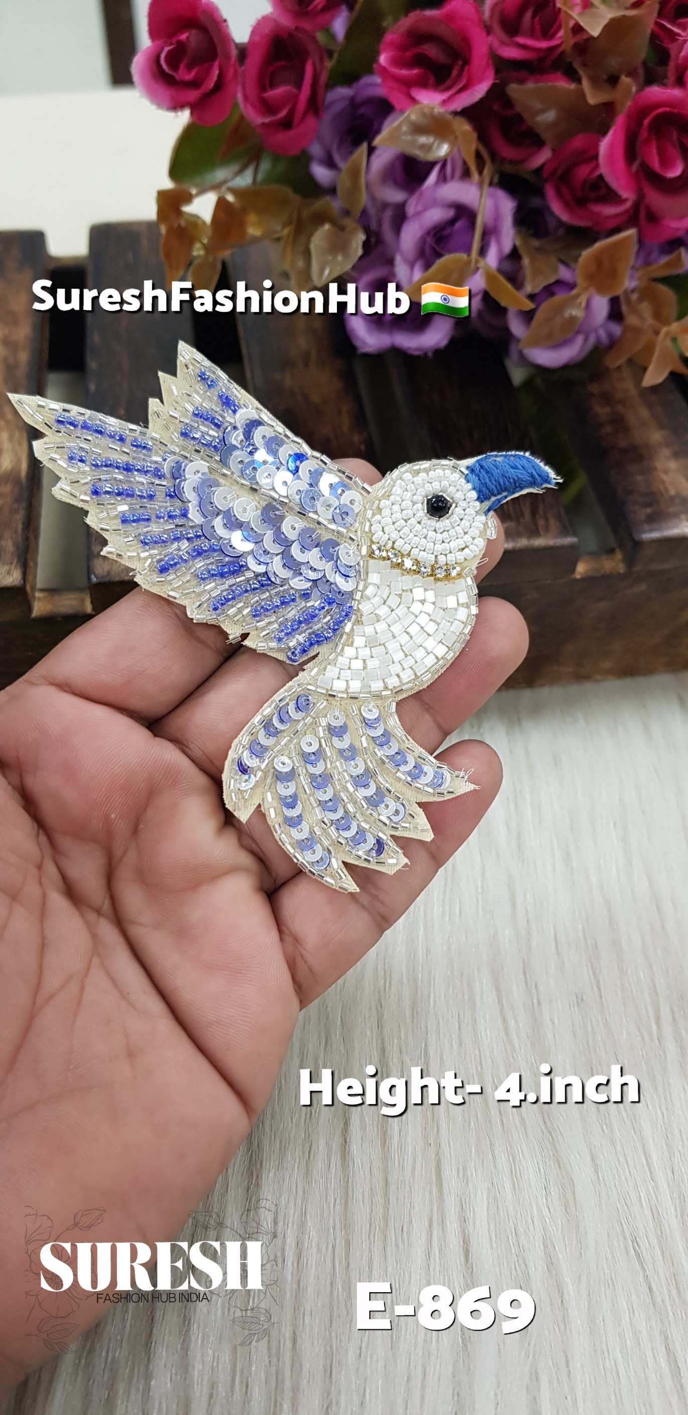 E-869 Purple Right Side Flying Bird Patch