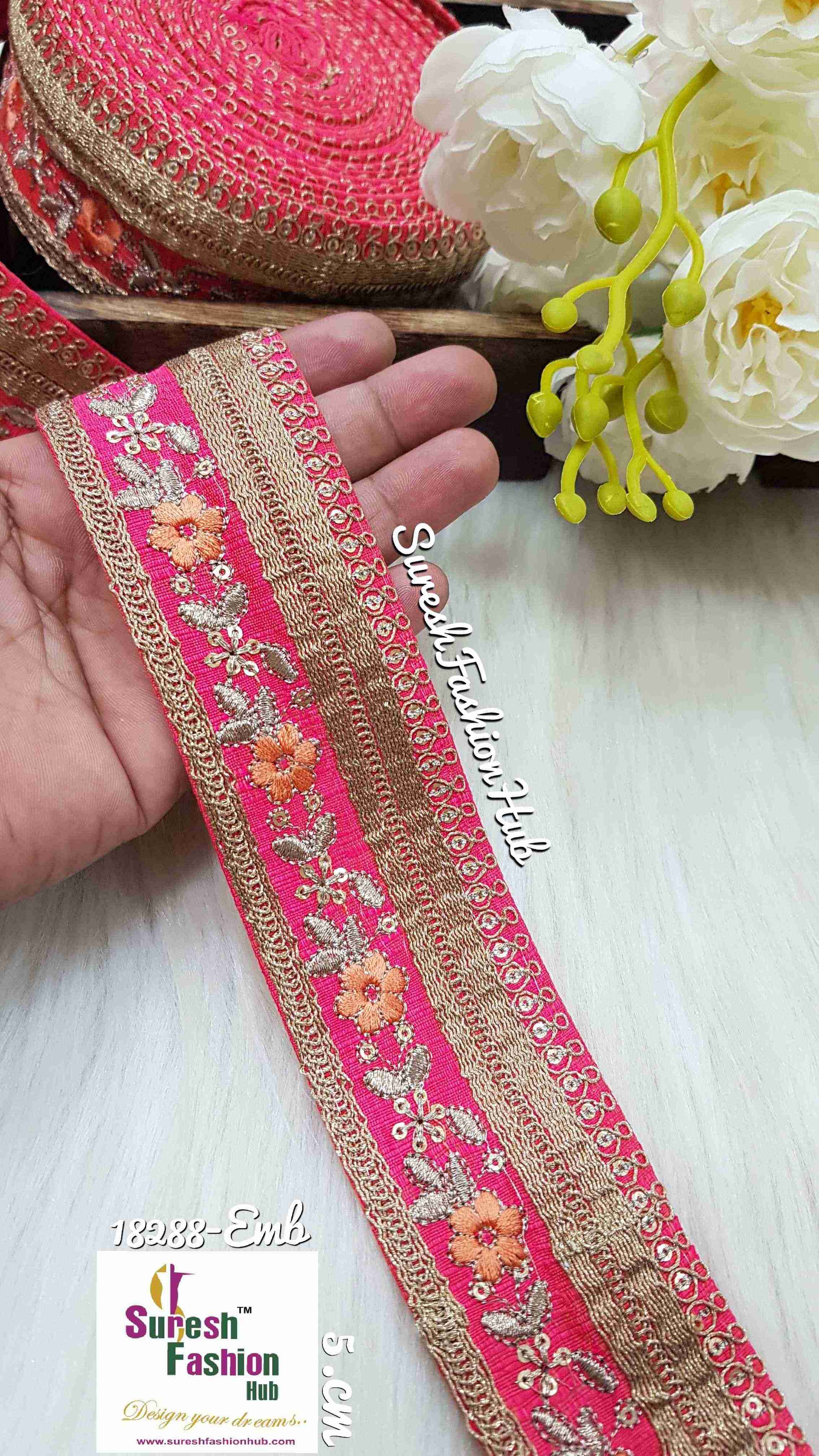 Threaded Blossom & Shine Zari Sequence Fabric Lace