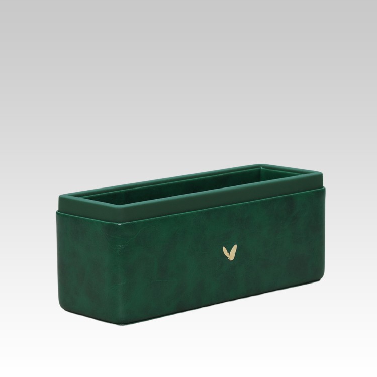Pen/Pencil Holder | Faux Leather | Rectangular Large | Moderno | Olive Green