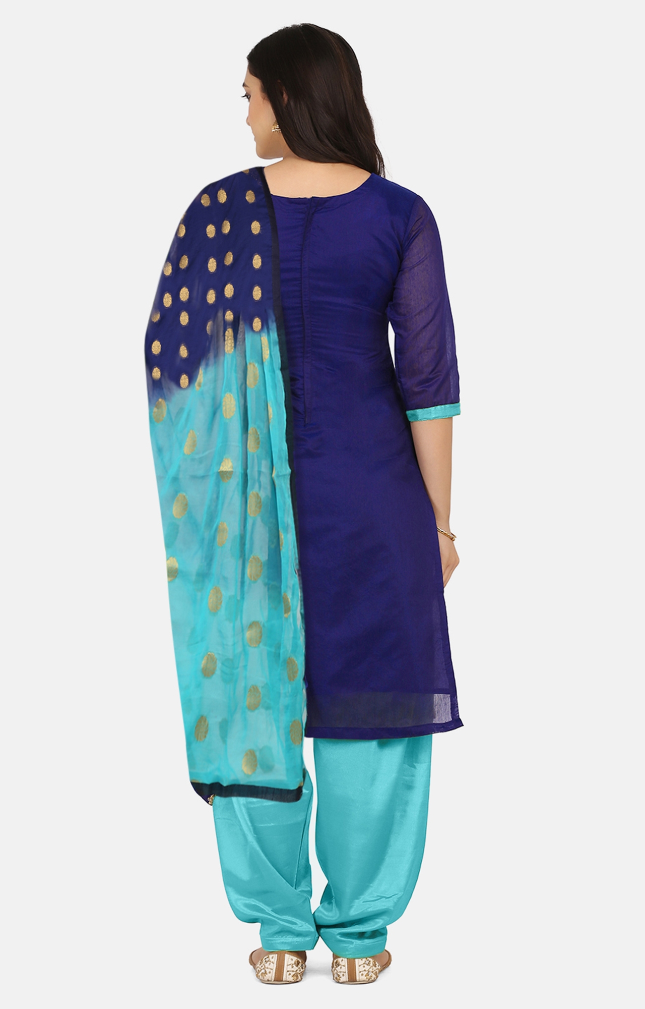 Buy Roha Fab 100% Cotton Navy Blue White Orange Designer Combination Salwar  Suit Dress Material For Girls Women at Amazon.in