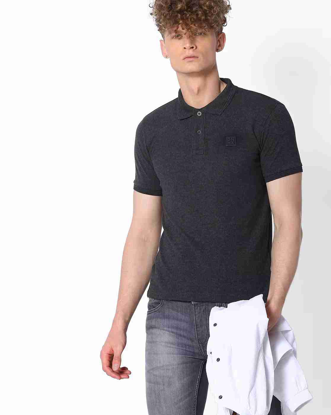 DNMX | Slim Fit Polo T-Shirt with Short Button Placket|0